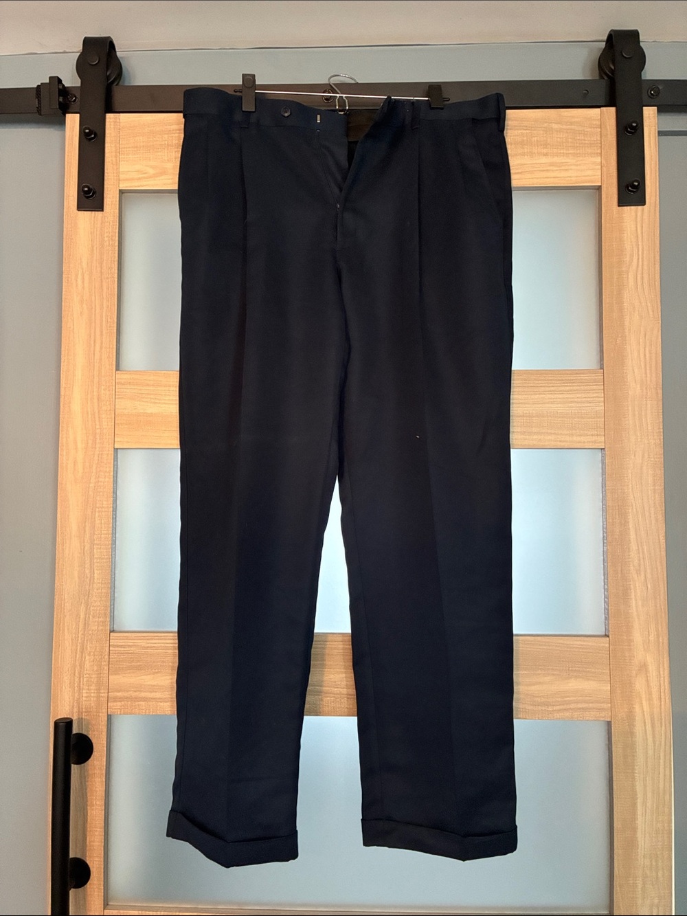 Savane Men's Navy Blue Dress Pants - Flat Front